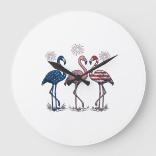 Patriottische Flamingo Trio Vintage Gravure Ontwer Grote Klok