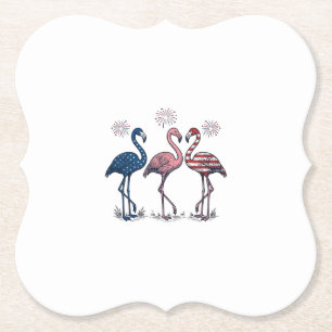 Patriottische Flamingo Trio Vintage Gravure Ontwer Kartonnen Onderzetters