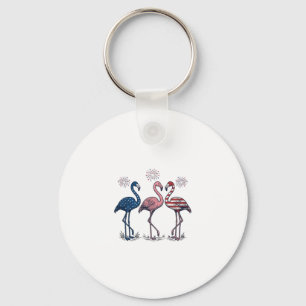 Patriottische Flamingo Trio Vintage Gravure Ontwer Sleutelhanger
