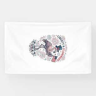 Patriottische Flamingo Vintage Gravure Shirt Ontwe Spandoek