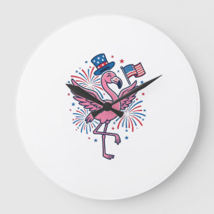 Patriottische Flamingo-Vuurwerk Vectorontwerp_1 Grote Klok