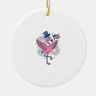 Patriottische Flamingo-Vuurwerk Vectorontwerp_1 Keramisch Ornament
