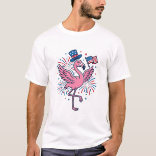 Patriottische Flamingo-Vuurwerk Vectorontwerp_1 T-shirt