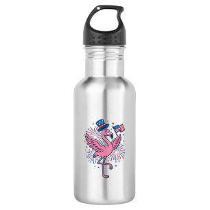 Patriottische Flamingo-Vuurwerk Vectorontwerp_1 Waterfles