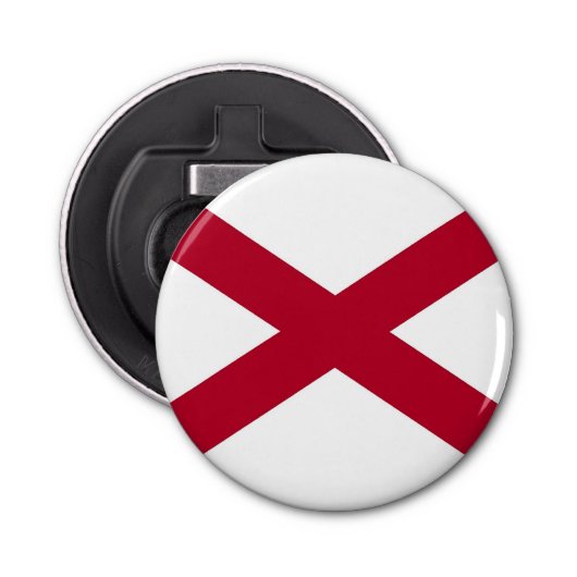 Patriottische flesopener met vlag van Alabama Button Flesopener (Voorkant)