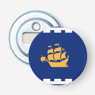 Patriottische flesopener met vlag van Quebec City Button Flesopener