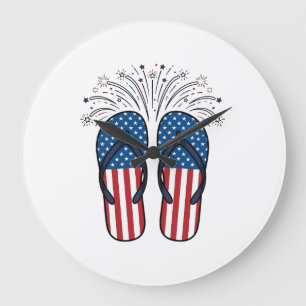 Patriottische Flip Flops Vuurwerk Zomer T-shirt On Grote Klok