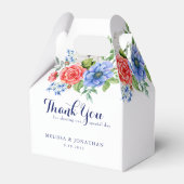 Patriottische Floral Red White Blue 4 juli bruilof Bedankdoosjes (Achterkant)