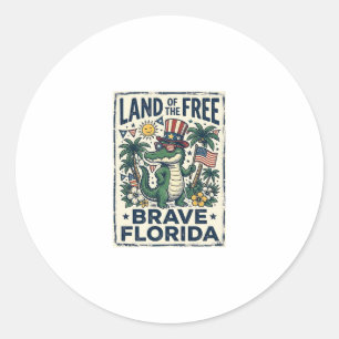 Patriottische Florida-alligator 4 juli Ronde Sticker