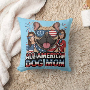 Patriottische Franse All American Hond Moeder. Kussen