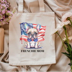 Patriottische Franse buldog frenchie moeder Tote Bag