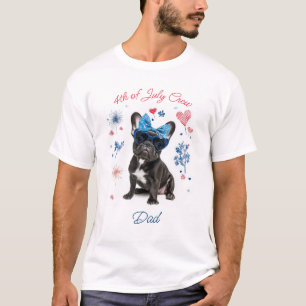 Patriottische Franse stier 4 juli Familiewedstrijd T-shirt