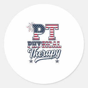 Patriottische Fysiotherapie Vintage PT T-shirt ont Ronde Sticker