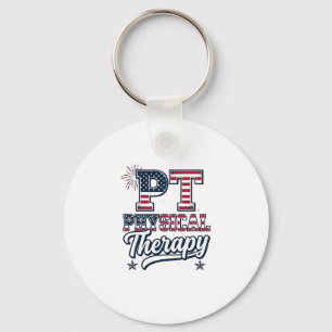Patriottische Fysiotherapie Vintage PT T-shirt Ont Sleutelhanger