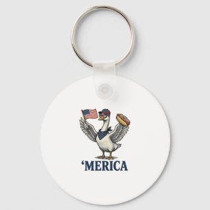 Patriottische Gans 'Merica Hot Dog Vintage T-shirt Sleutelhanger