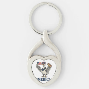 Patriottische Gans 'Merica Hot Dog Vintage T-shirt Sleutelhanger