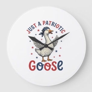 Patriottische Gans Vintage 4 juli T-shirt Ontwerp Grote Klok