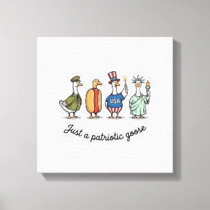 Patriottische Gans Vintage Gravure Grappige USA T- Canvas Afdruk