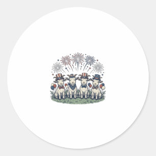 Patriottische Geiten Vuurwerk Vintage Shirt Ontwer Ronde Sticker