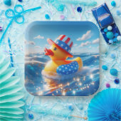 Patriottische gele rubberen eend papieren bordje (Feest)