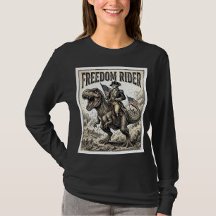 Patriottische George Washington rijdend op T-rex v T-shirt