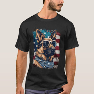 Patriottische Ger Shepherd Amerikaanse vlag K9 She T-shirt