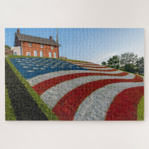 Patriottische geschilderde Amerikaanse vlag Legpuzzel