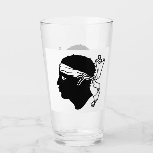 Patriottische glazen beker met vlag van Corsica, F (Voorkant)