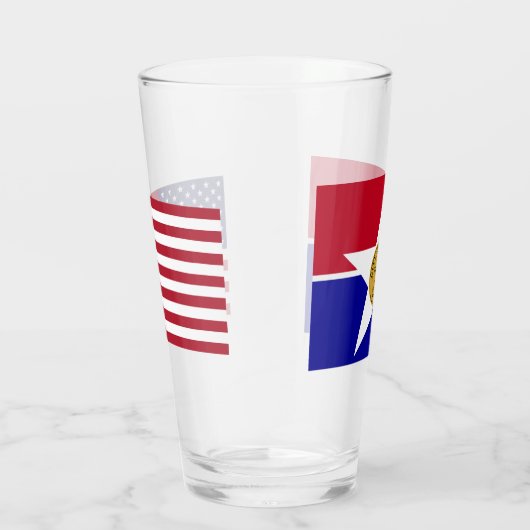 Patriottische glazen beker met vlag van Dallas (Rechts)