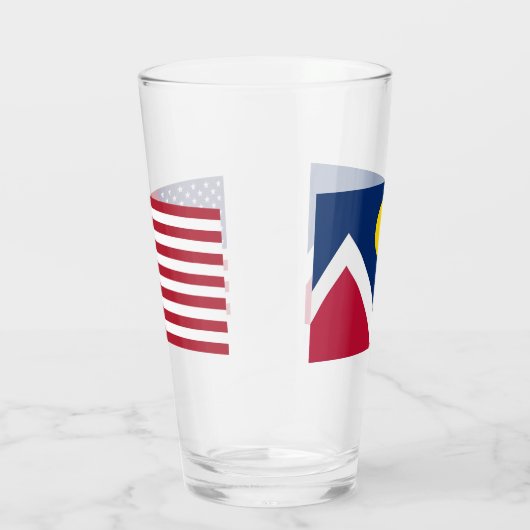 Patriottische glazen beker met vlag van Denver, Ve (Rechts)