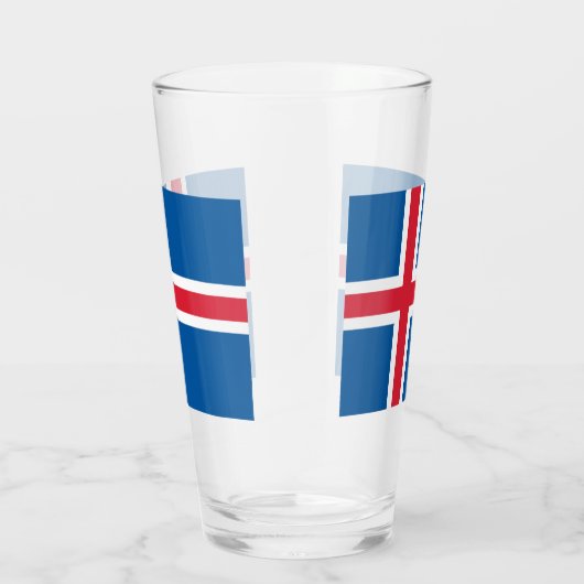 Patriottische glazen beker met vlag van IJsland (Rechts)