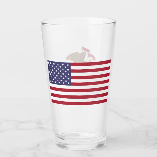 Patriottische glazen beker met vlag van Illinois (Achterkant)