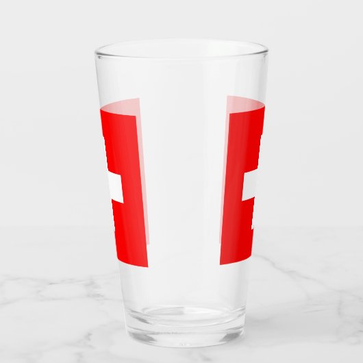 Patriottische glazen beker met vlag van Zwitserlan (Rechts)