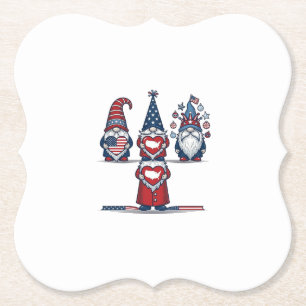 Patriottische Gnome Trio Vintage Vector Ontwerp_1 Kartonnen Onderzetters
