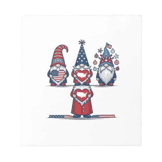 Patriottische Gnome Trio Vintage Vector Ontwerp_1 Notitieblok (Voorkant)