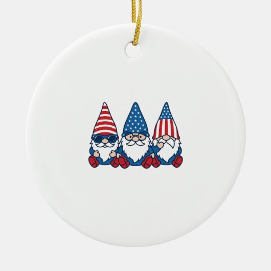 Patriottische Gnome Trio Vintage Vector Shirt Ontw Keramisch Ornament (Voorkant)