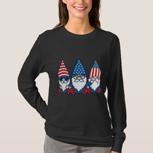 Patriottische Gnome Trio Vintage Vector T-shirt On (Voorkant)