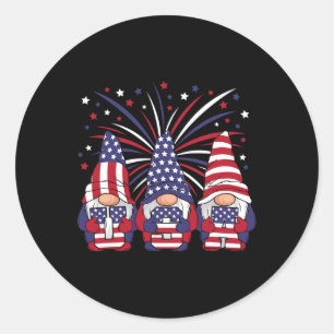 Patriottische Gnomes 4 juli Amerikaanse Mannen Vro Ronde Sticker