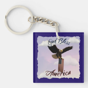 Patriottische "God Bless America" Steenarend en Vl Sleutelhanger