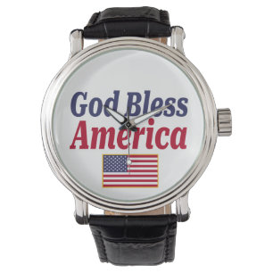 Patriottische God Bless America Vlag Horloge