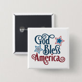 Patriottische God Bless America woordkunst Vierkante Button 5,1 Cm (Voorkant /achterkant)