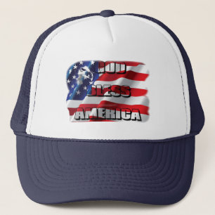Patriottische God Zegen Amerika Adelaar en Vlag Trucker Pet