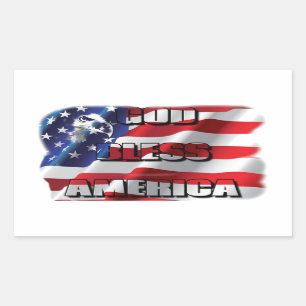 Patriottische God zegene Amerika Eagle en Vlag Rechthoekige Sticker
