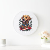 Patriottische Golden Retriever Americana Art T-shi Grote Klok (Huis)