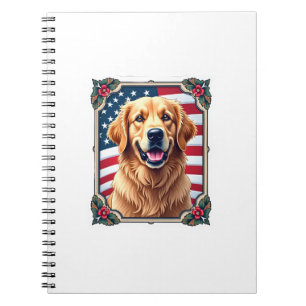 Patriottische Golden Retriever Hoek Frame T-shirt  Notitieboek
