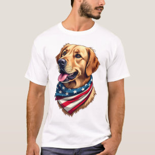 Patriottische Golden Retriever Kop Vintage T-shirt