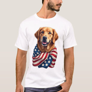 Patriottische Golden Retriever-liefhebber cadeau v T-shirt