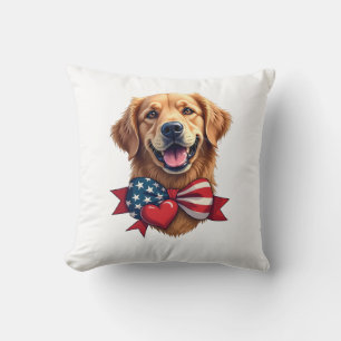 Patriottische Golden Retriever-liefhebber vintage Kussen