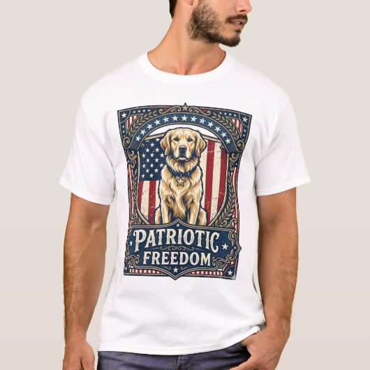 Patriottische Golden Retriever Vector Grafische T- T-shirt (Voorkant)