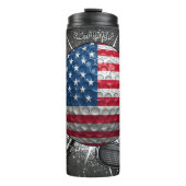 Patriottische golfbal Amerikaanse vlag Thermosbeker (Voorkant)